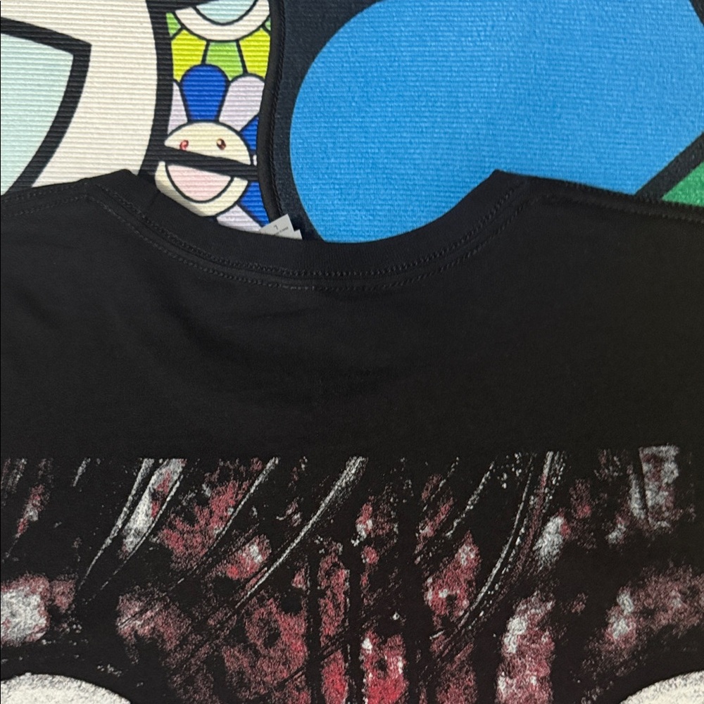 Next Level Apparel Black Long Sleeve Tee with Red Sleeve Splatter - Picture 15 of 16